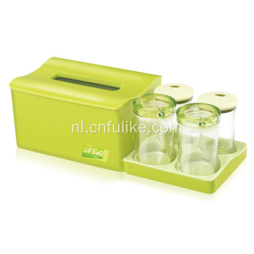 Plastic Tissue Box met 4 Divider Jar